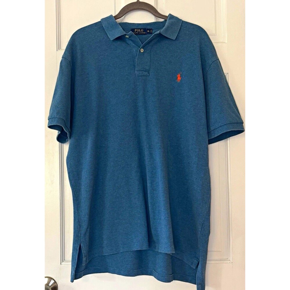 Polo Ralph Lauren Men’s XL Regular Blue Cotton Knit Polo Short Sleeve Logo